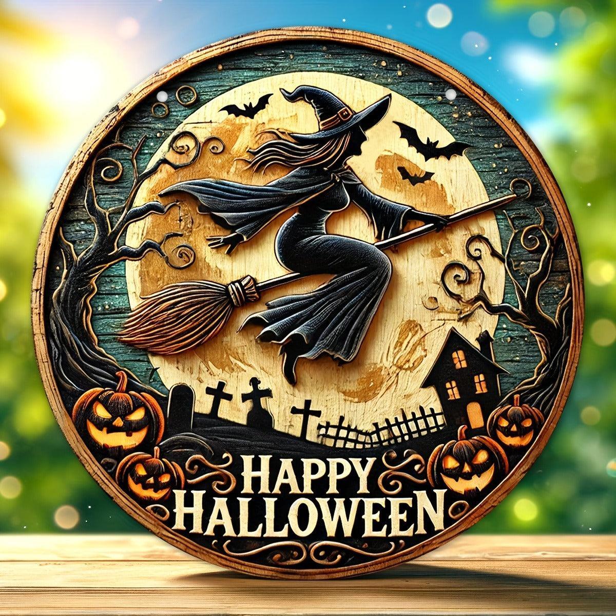 Gothic Witch Metal Sign Spooky Wall Decor for Halloween-MoonChildWorld