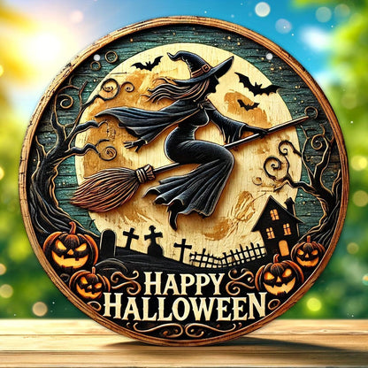 Gothic Witch Metal Sign Spooky Wall Decor for Halloween-MoonChildWorld