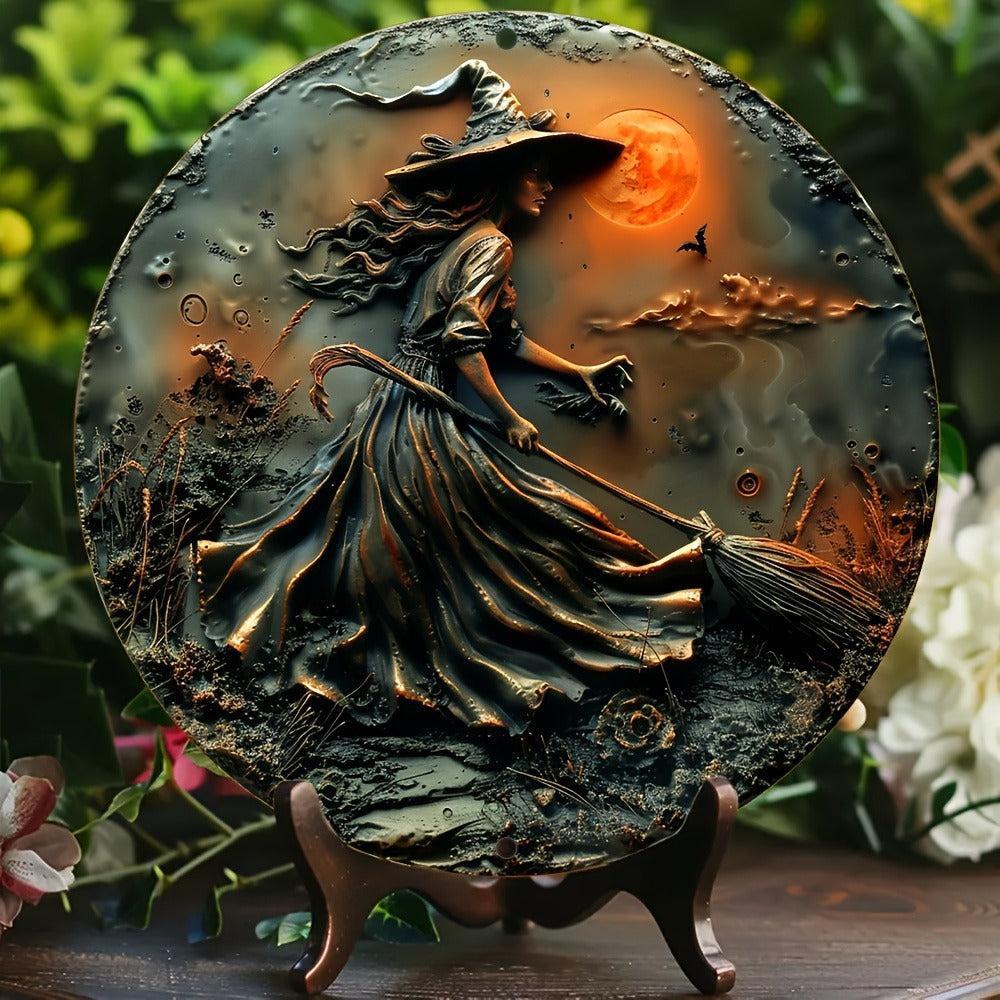 Gothic Witch Metal Sign Spooky Wall Decor for Halloween-MoonChildWorld