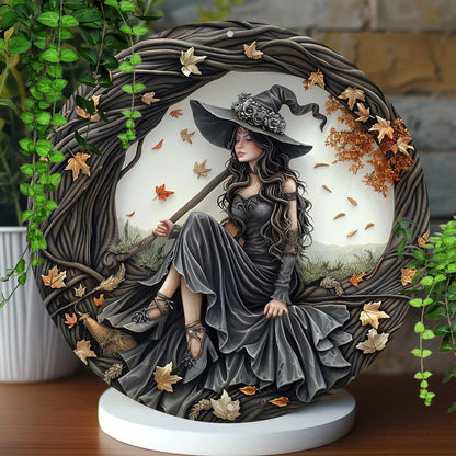 Gothic Witch Metal Sign Spooky Wall Decor for Halloween-MoonChildWorld