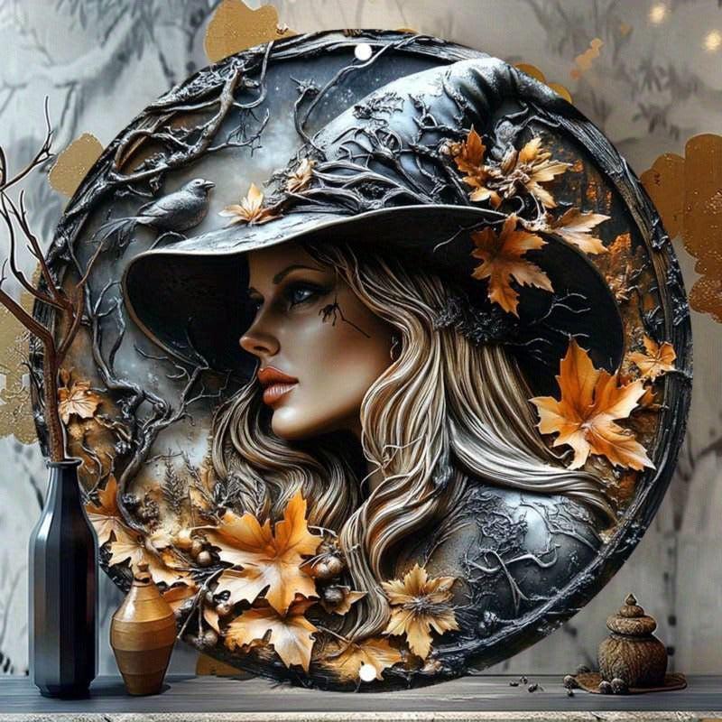 Gothic Witch Metal Sign Spooky Wall Decor for Halloween-MoonChildWorld