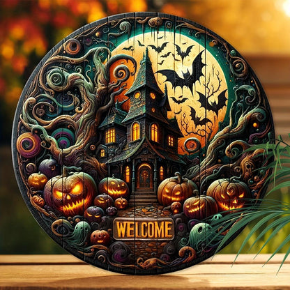 Gothic Witch Metal Sign Spooky Wall Decor for Halloween-MoonChildWorld