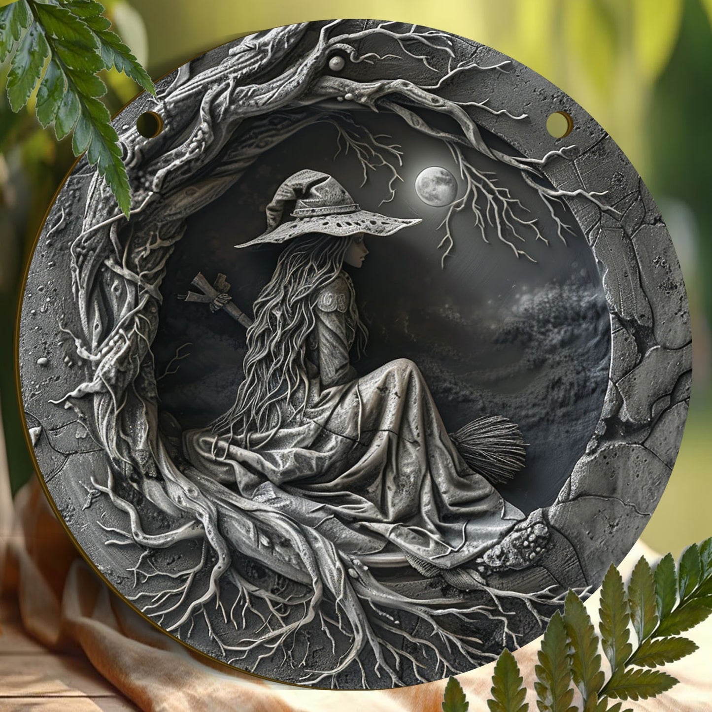 Gothic Witch Metal Sign Spooky Wall Decor for Halloween-MoonChildWorld