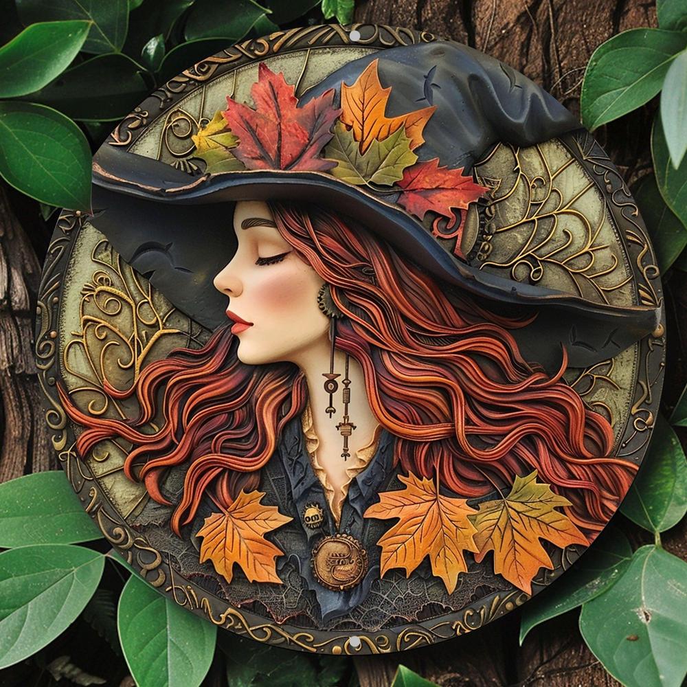 Gothic Witch Metal Sign Spooky Wall Decor for Halloween-MoonChildWorld