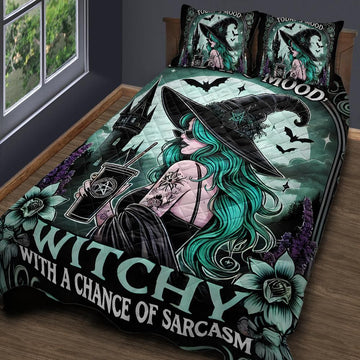 Gothic Witch Quilt Bedding Set for Halloween-MoonChildWorld