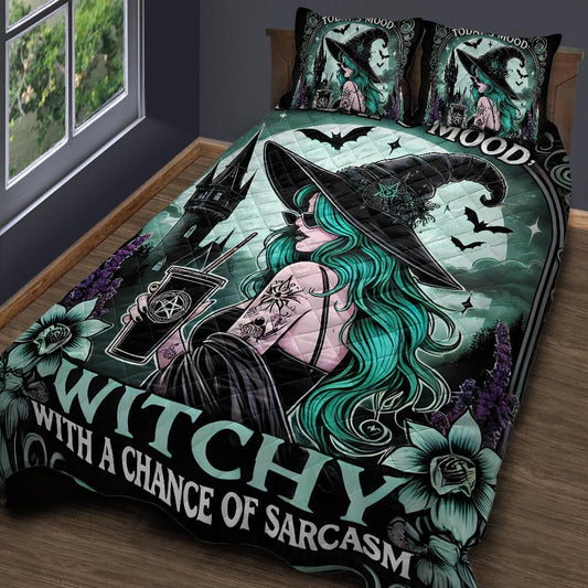 Gothic Witch Quilt Bedding Set for Halloween-MoonChildWorld