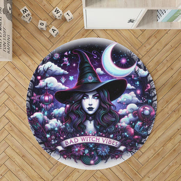 Gothic Witch Round Rug Gothic Carpet for Halloween Home Decor-MoonChildWorld