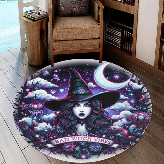 Gothic Witch Round Rug Gothic Carpet for Halloween Home Decor-MoonChildWorld