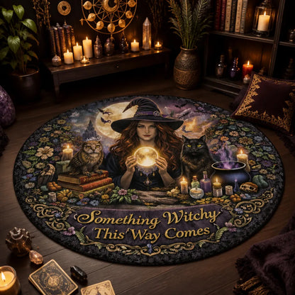 Gothic Witch Round Rug Spooky Cat and Owl Carpet for Halloween Home Decor_mockup_1.webp