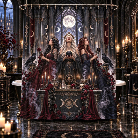 Gothic Witch Shower Curtain - Three Sisters Cathedral Decor