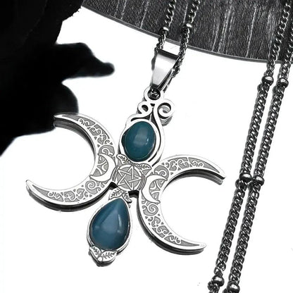 Gothic Witch Triple Moon Necklace Wicca Pagan Jewelry-MoonChildWorld
