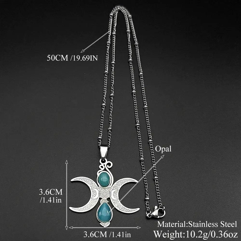 Gothic Witch Triple Moon Necklace Wicca Pagan Jewelry-MoonChildWorld