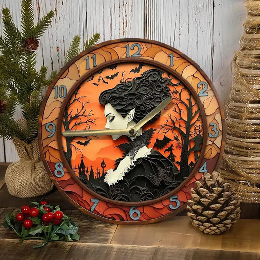 Gothic Witch Wall Clock Halloween Wall Decor-MoonChildWorld