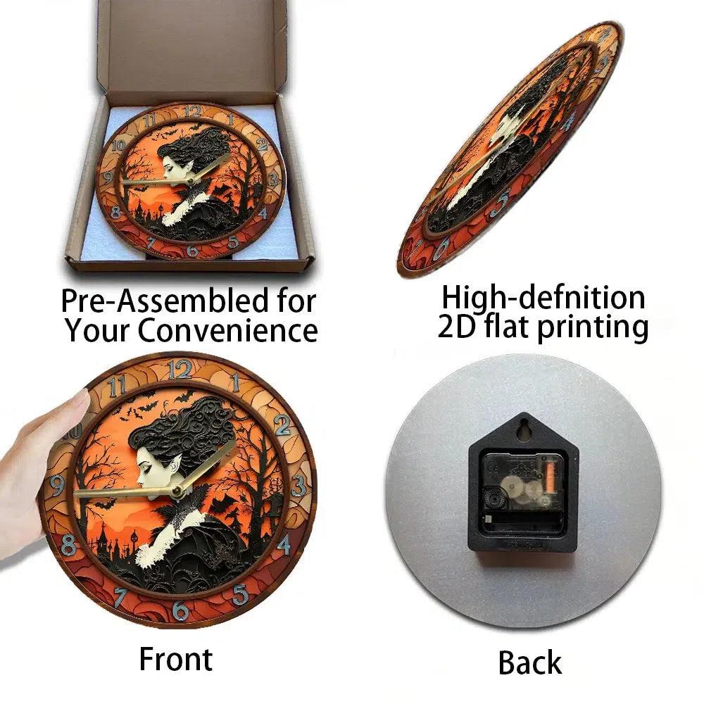 Gothic Witch Wall Clock Halloween Wall Decor-MoonChildWorld
