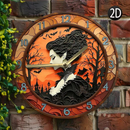 Gothic Witch Wall Clock Halloween Wall Decor-MoonChildWorld