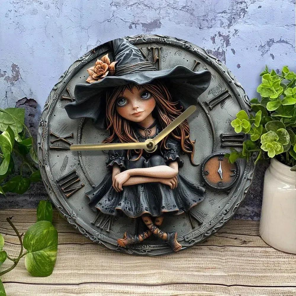 Gothic Witch Wall Clock for Halloween Home Decor-MoonChildWorld