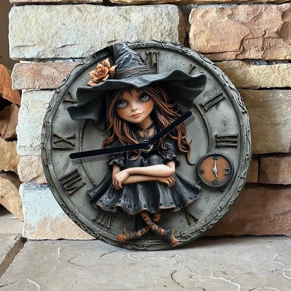 Gothic Witch Wall Clock for Halloween Home Decor-MoonChildWorld