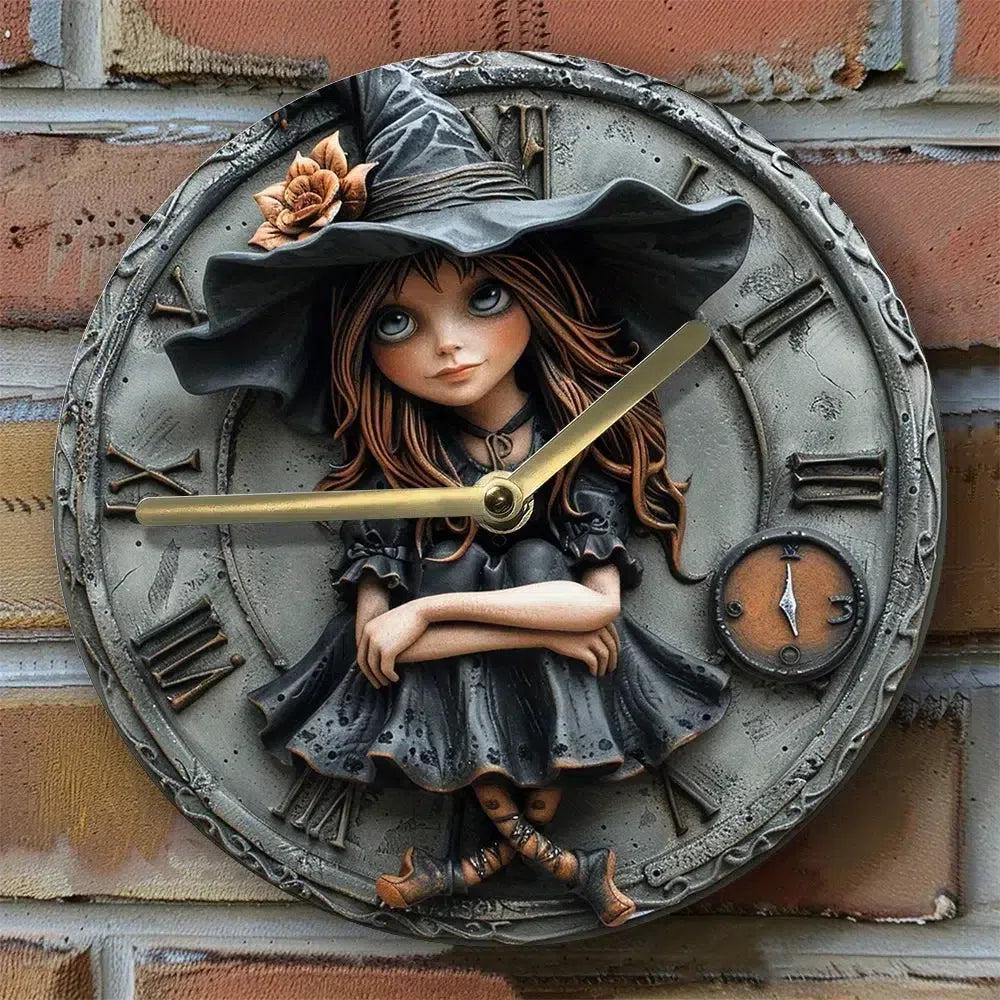 Gothic Witch Wall Clock for Halloween Home Decor-MoonChildWorld