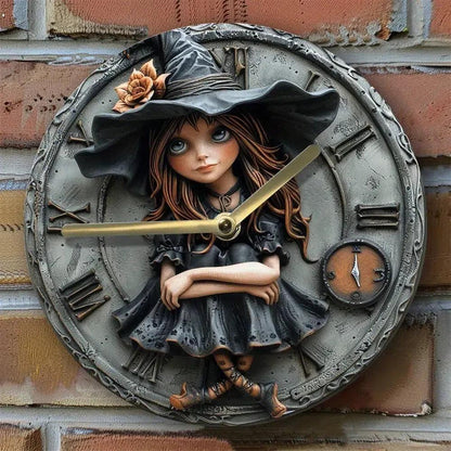 Gothic Witch Wall Clock for Halloween Home Decor-MoonChildWorld