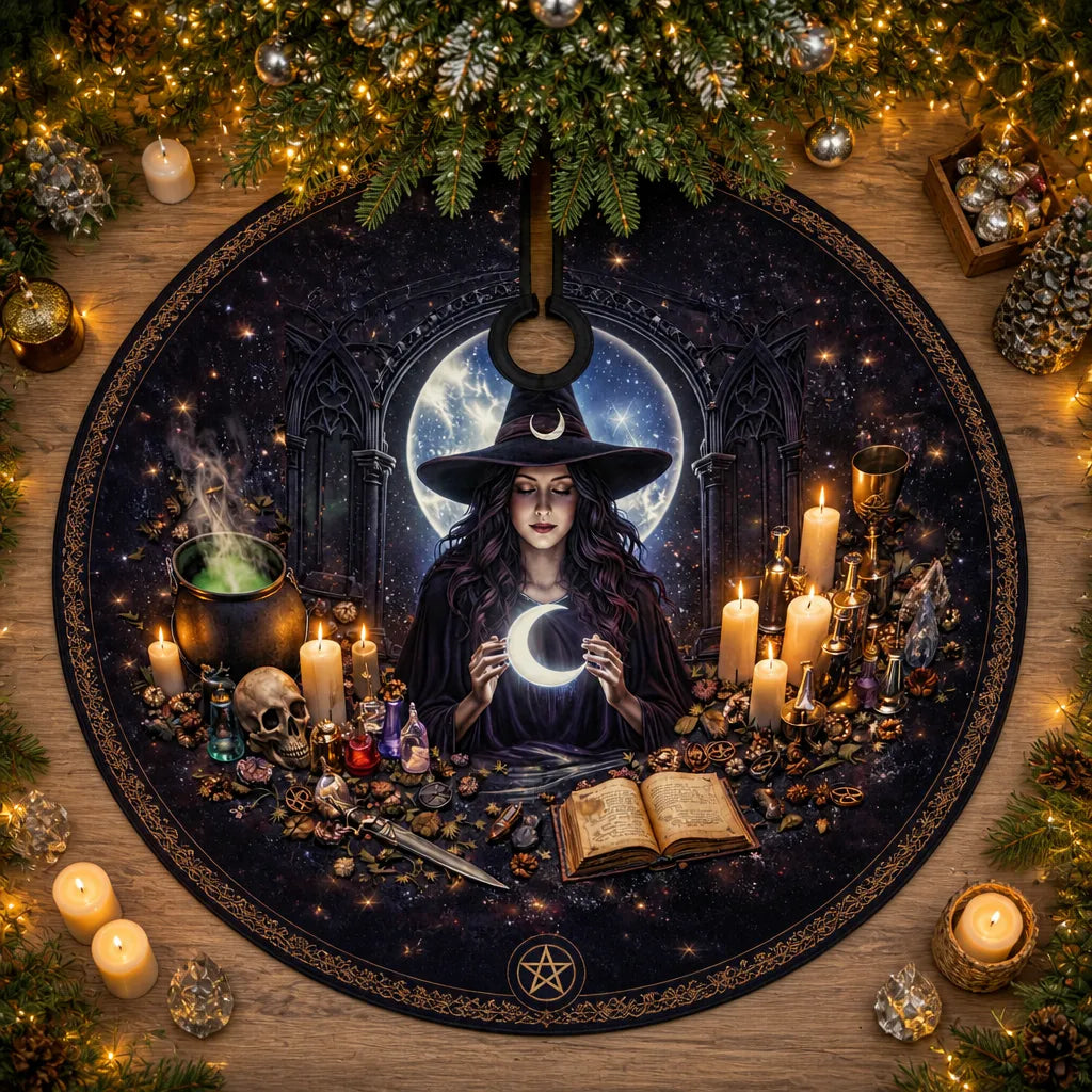 Gothic Witch Yule Tree Skirt – Pagan Decor_mockup_1.webp
