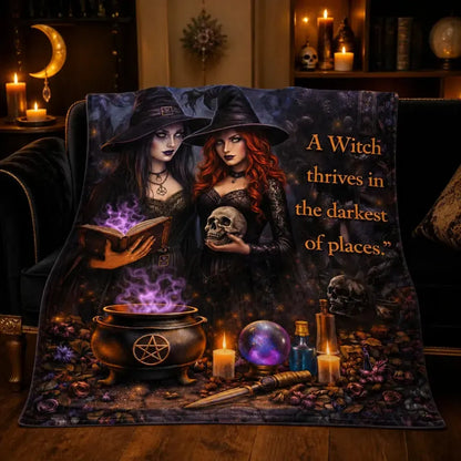 Gothic Witches Blanket With Skull Halloween Home Decor for Wiccan_mockup_2.webp