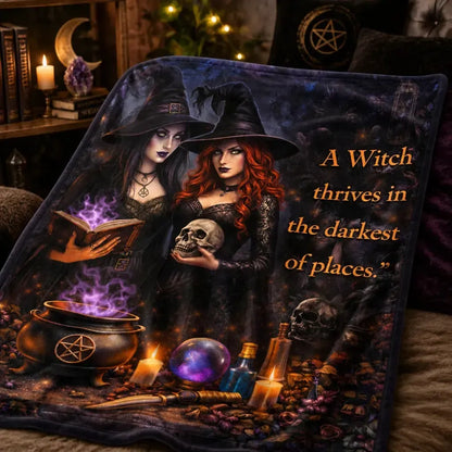 Gothic Witches Blanket With Skull Halloween Home Decor for Wiccan_mockup_3.webp