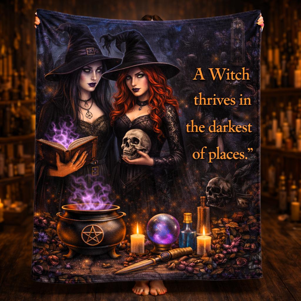 Gothic Witches Blanket With Skull Halloween Home Decor for Wiccan-MoonChildWorld