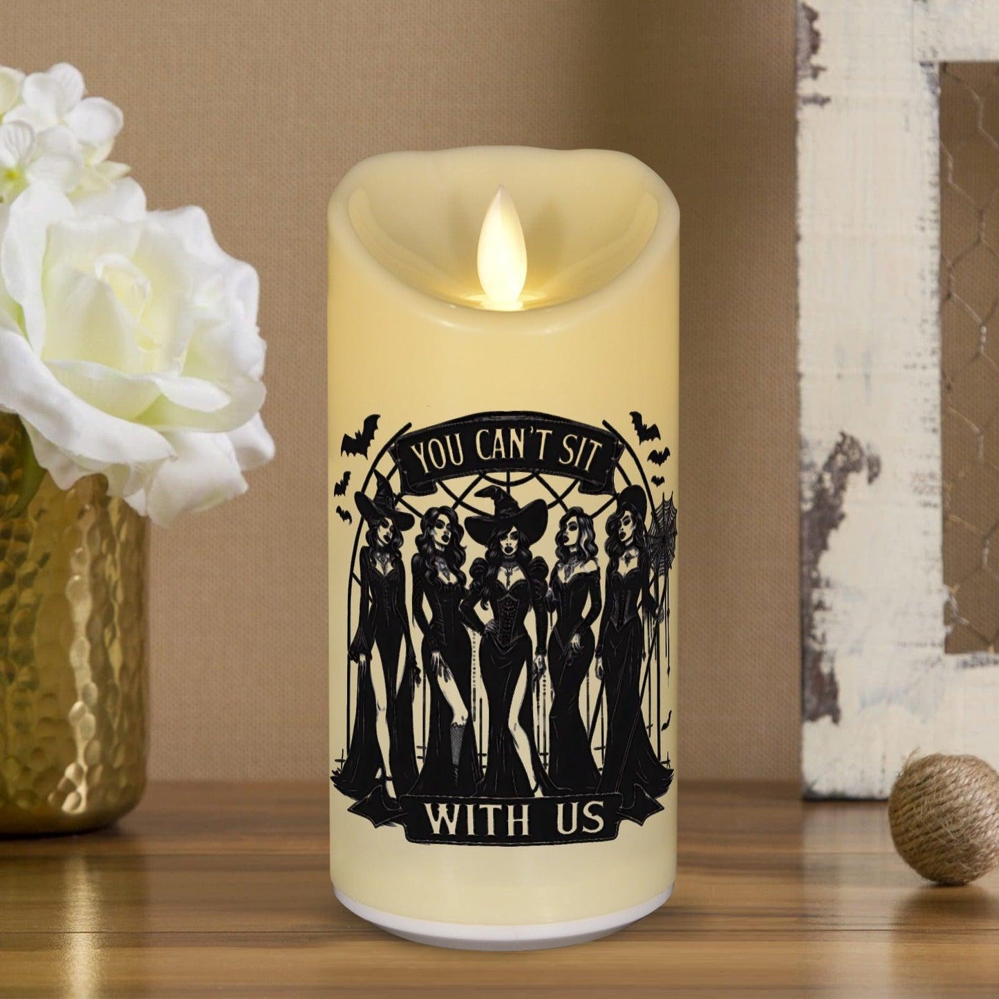 Gothic Witches Halloween Witch Sisters Flameless LED Candle-MoonChildWorld