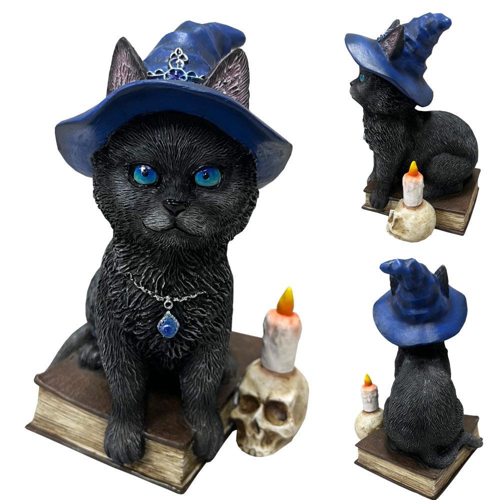 Gothic Witchy Cat Statue Wicca Black Cat Figurine Halloween Home Decor-MoonChildWorld