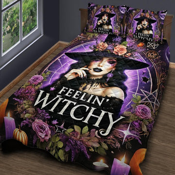 Gothic Witchy Quilt Bedding Set for Halloween Home Decor-MoonChildWorld