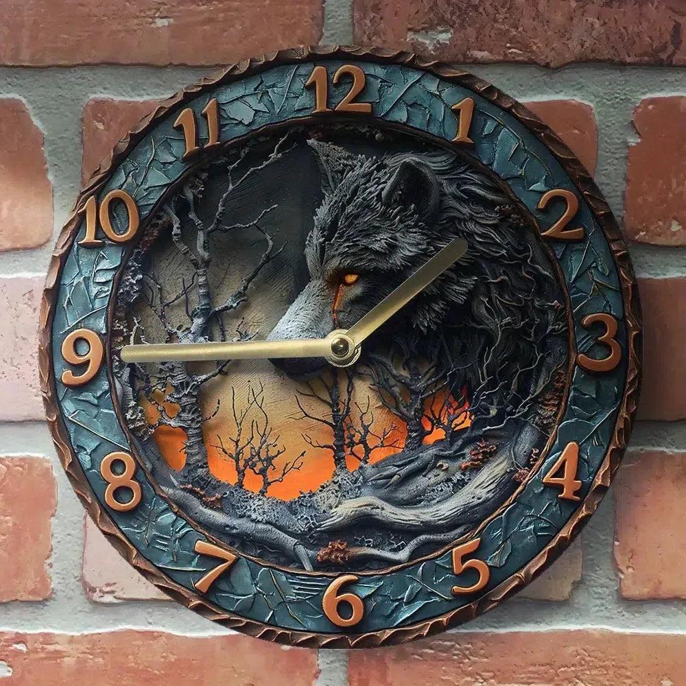 Gothic Wolf Wall Clock Dark Aesthetic Home Decor-MoonChildWorld
