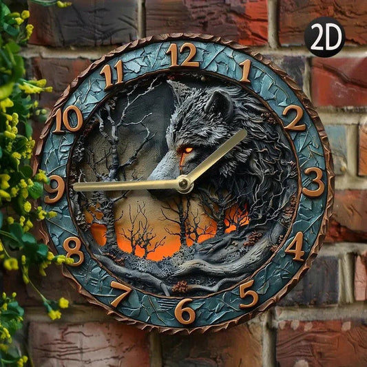 Gothic Wolf Wall Clock Dark Aesthetic Home Decor-MoonChildWorld