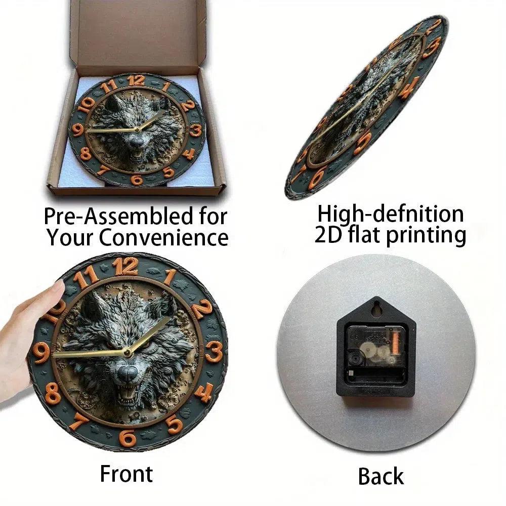 Gothic Wolf Wall Clock Spirit Animals Home Decor-MoonChildWorld