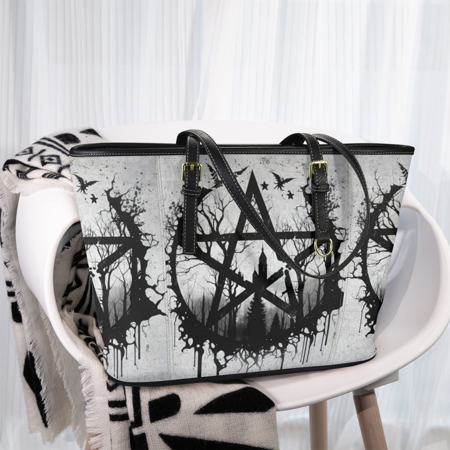 Gothic pentagram witch Tote Bag-MoonChildWorld