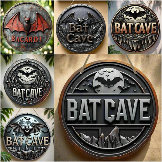 Bat Cave Gothic Wooden Sign Witchy Hanging Sign for Halloween