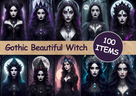 Gothic beautiful witch Digital Art