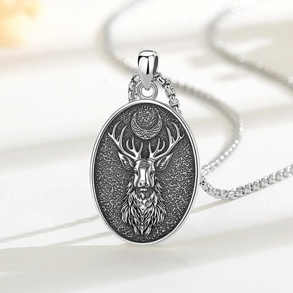 Crescent moon detail on the sterling silver Artemis necklace