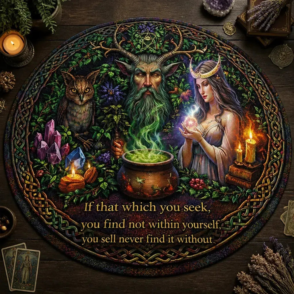 Green Man Moon Goddess Pagan Round Rug Wicca Yule Carpet Witchy Home Decor_mockup_2.webp