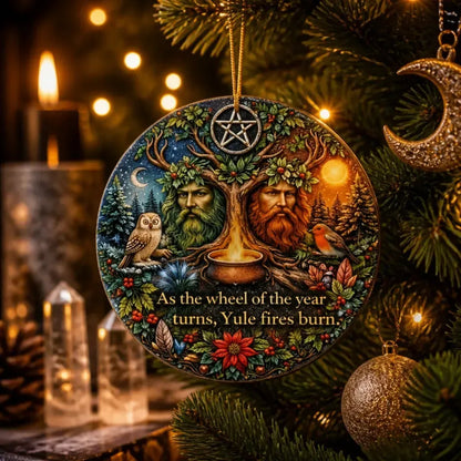 Green Man Tree of Life Pagan Yule Ceramic Ornament – Wiccan Spiritual Decor_mockup_1.webp
