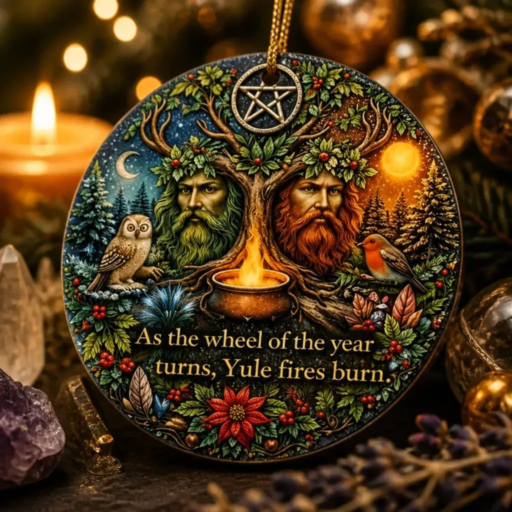 Green Man Tree of Life Pagan Yule Ceramic Ornament – Wiccan Spiritual Decor_mockup_2.webp
