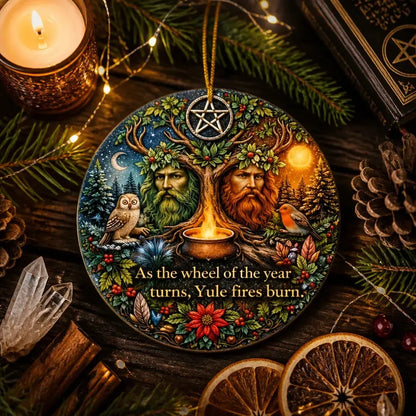 Green Man Tree of Life Pagan Yule Ceramic Ornament – Wiccan Spiritual Decor_mockup_3.webp