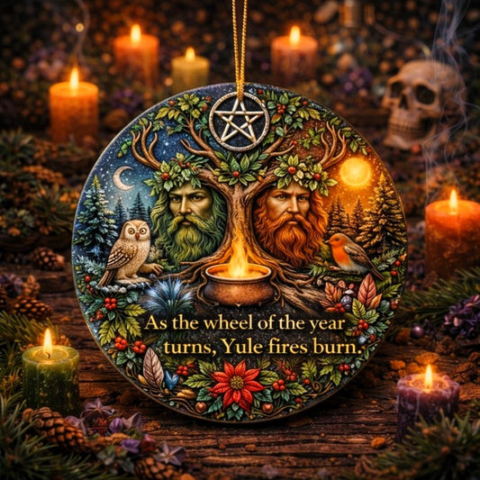 Green Man Tree of Life Pagan Yule Ceramic Ornament – Wiccan Spiritual Decor-MoonChildWorld