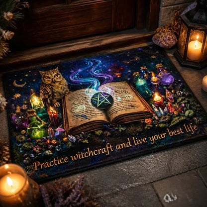 Witchcraft Spell Book Doormat – Occult Pagan Welcome Mat for Gothic Home_mockup_2.webp
