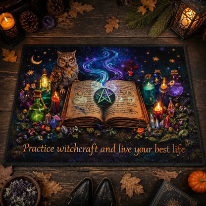 Witchcraft Spell Book Doormat – Occult Pagan Welcome Mat for Gothic Home_mockup_3.webp