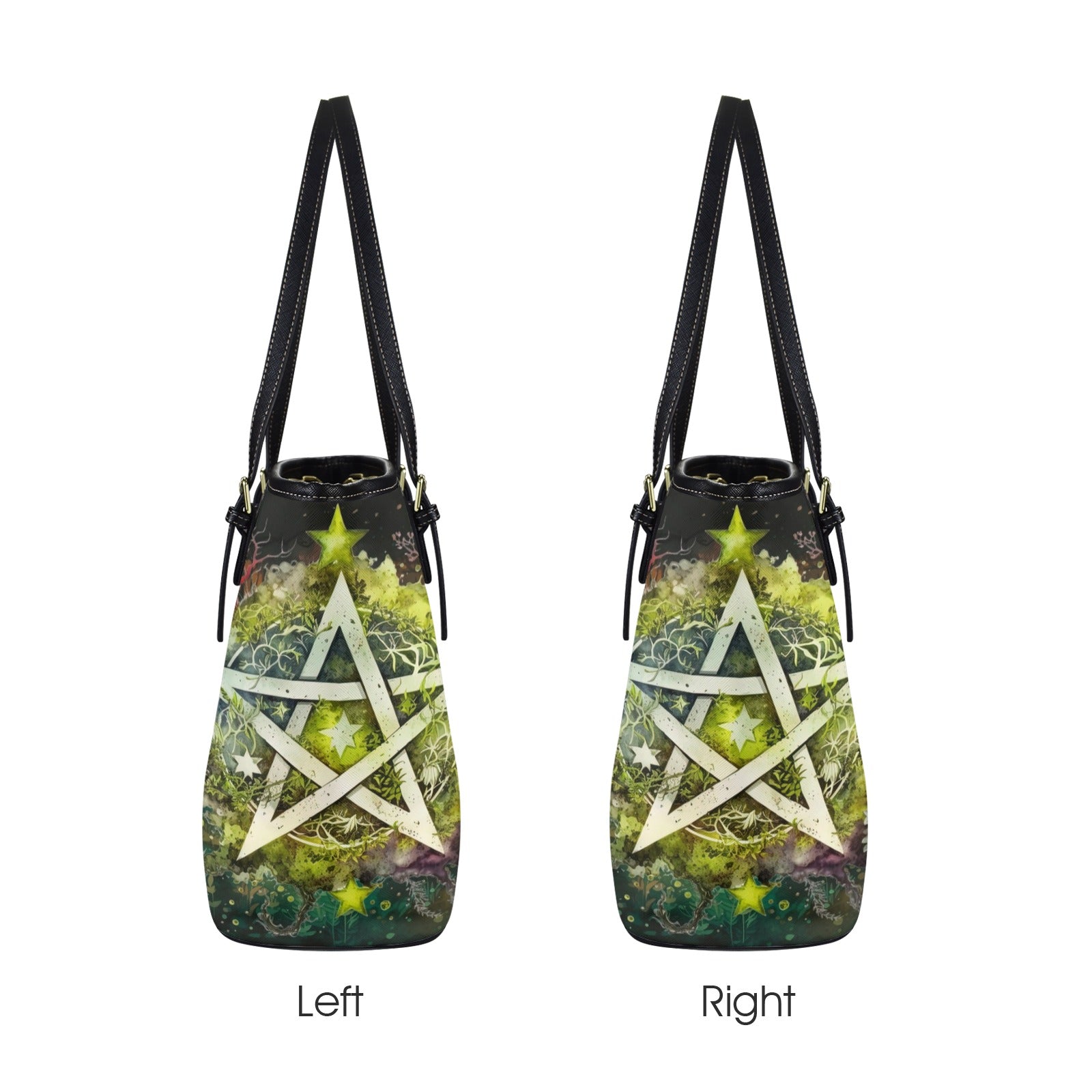 Green Pentagram Pagan Tote Bag-MoonChildWorld
