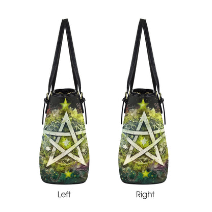 Green Pentagram Pagan Tote Bag-MoonChildWorld