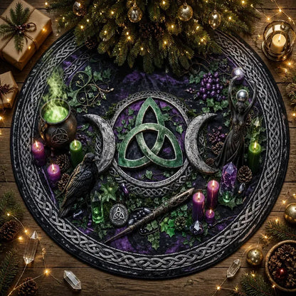 Moon Phases Triple Moon Yule Tree Skirt – Pagan Witchy Gothic Decor_mockup_1.webp