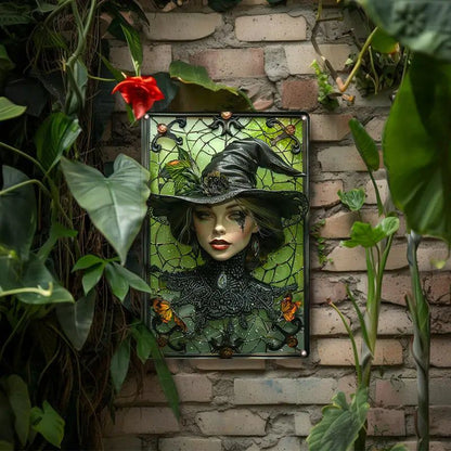 Green Witch Metal Sign Gothic Wall Decor-MoonChildWorld