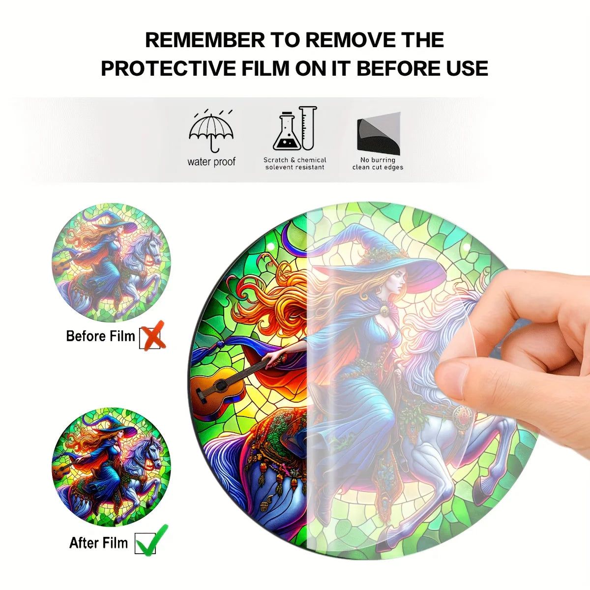 Guitar Witch Suncatcher Enchanting Acrylic Round Sign-MoonChildWorld