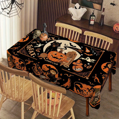 Halloween Black Cat Bat Tablecloth Witchy Dining Table Decor-MoonChildWorld
